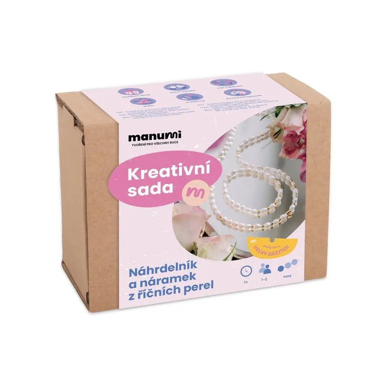 Manumi kreativní sada na výrobu setu náhrdelníku a náramku z říčních perel